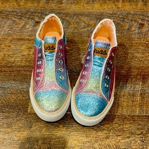 Adorable rainbow sparkle Mudd slip ons. NWOT size 1.